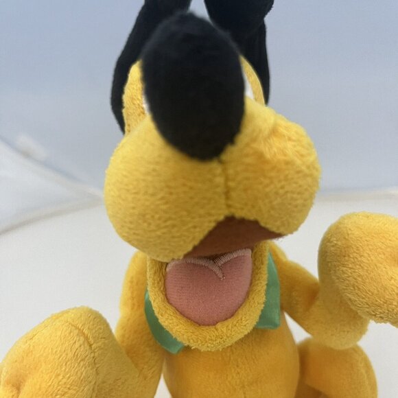 Walt Disney World Pluto Plush Stuffed Animal Green Bow Tie Castle Stamp On Paw - Picture 3 of 16
